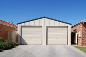 Double steel garage in vertical K panel by Judds Garages near Newcastle NSW