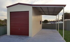 Custom single garage with extra-high lean-to for a large caravan in Macquarie Hills
